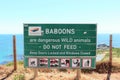 Warning sign for baboons at at the Cape Peninsula Royalty Free Stock Photo