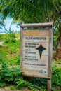 Warning sign in the beach of Tayrona National Park Royalty Free Stock Photo