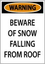 Warning Sign Beware Of Snow Falling From Roof