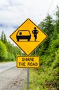 Warning Sign about Bicycle on the Road Royalty Free Stock Photo
