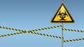 Warning sign. Biological hazard. Fenced danger zone. A pillar with a sign. Vector illustrations