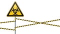 Warning sign. Biological hazard. Fenced danger zone. A pillar with a sign. Vector illustrations