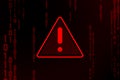 A warning sign on black background. Red, numeric digits are scattered across the canvas Royalty Free Stock Photo