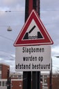 Warning Sign Bridge Opened By Distance At Amsterdam The Netherlands 20-11-2020