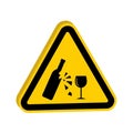 Warning Sign for Broken Bottle and Wine Glass hazard danger Royalty Free Stock Photo