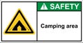 Warning sign for camping camping area.Sign safety