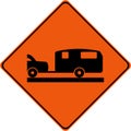 Warning sign with caravan Royalty Free Stock Photo
