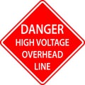 Warning Sign Caution High Voltage Overhead Line Royalty Free Stock Photo