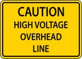Warning Sign Caution High Voltage Overhead Line Royalty Free Stock Photo