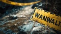 a warning sign or caution tape in a risky environment, highlighting Royalty Free Stock Photo
