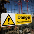 Warning sign at construction site Royalty Free Stock Photo