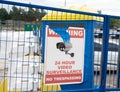 Warning sign at a construction site to restrict entry of people. Royalty Free Stock Photo