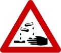 Warning sign with corrosive substances Royalty Free Stock Photo