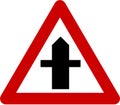 Warning sign with crossroads