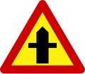 Warning sign with crossroads