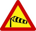 Warning sign with crosswinds Royalty Free Stock Photo