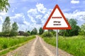 Warning sign: danger allergy season. warning sign: danger allergy season. rural landscape Royalty Free Stock Photo