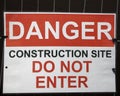 Warning Sign Danger Construction Site Do Not Enter Royalty Free Stock Photo