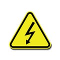 Warning sign of danger high voltage shock symbol isolated on white, triangel yellow black. Vector illustration of hazard triangle Royalty Free Stock Photo