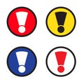 Warning sign, danger sign. Warning icon, danger icon. Exclamation mark icon, button for web. Royalty Free Stock Photo