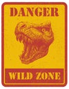 Warning sign. danger signal with dinosaur. eps 8