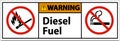 Warning Sign diesel fuel on white background Royalty Free Stock Photo