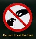 Warning Sign Do not feed the Kea - New Zealand Royalty Free Stock Photo