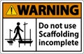 Warning Sign Do Not Use Scaffolding Incomplete On White Background