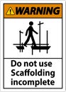 Warning Sign Do Not Use Scaffolding Incomplete On White Background