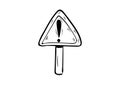Warning sign doodle icon vector