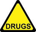 Warning sign with drugs text