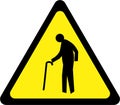 Warning sign with elderly person Royalty Free Stock Photo
