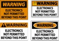 Warning Sign Electronics Not Permitted Beyond This Point Royalty Free Stock Photo