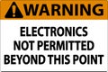 Warning Sign Electronics Not Permitted Beyond This Point Royalty Free Stock Photo