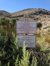 Warning sign in English & Spanish for Naegleria Fowleri in Nevada desert
