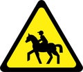 Warning sign with equitation