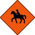 Warning sign with equitation