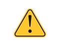 Warning sign with exclamation icon. Danger message with alert symbol. Isolated yellow triangle with attention mark. Caution sign Royalty Free Stock Photo