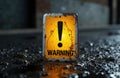 Warning sign with exclamation mark on a weathered surface indicating caution or hazard Royalty Free Stock Photo