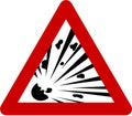 Warning sign with explosive substances