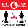 Warning sign face no mask no entry Royalty Free Stock Photo