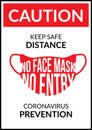 Warning sign face no mask no entry Royalty Free Stock Photo