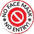 Warning sign without a face mask no entry and keep distance Royalty Free Stock Photo