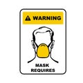 Warning sign - face mask required, wear medical mask information plate Royalty Free Stock Photo