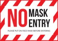 Warning sign face no mask no entry Royalty Free Stock Photo