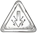 Warning sign, falling object hazard sketch illustration, caution safety symbol Royalty Free Stock Photo