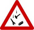 Warning sign with falling objects