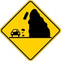 Warning Sign Falling rocks, snow or ice ahead Royalty Free Stock Photo