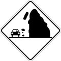 Warning Sign Falling rocks, snow or ice ahead Royalty Free Stock Photo