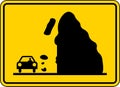 Warning Sign Falling rocks, snow or ice ahead Royalty Free Stock Photo